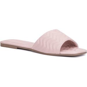 Olivia Miller Women’s Fashion Shoes, PU Leather Chevron Quilted Wide Strap  10